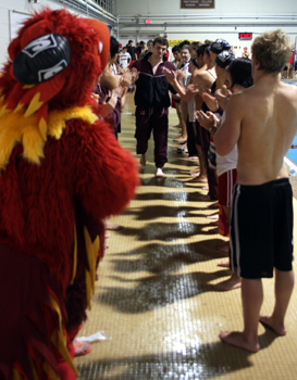 Senior Thomas Kelleher walks the line on Senior Day at Ware Pool.