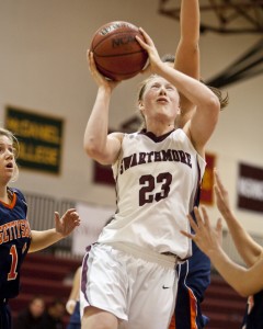Stockbower is only the second Swarthmore player to reach 1,000 career points and rebounds.