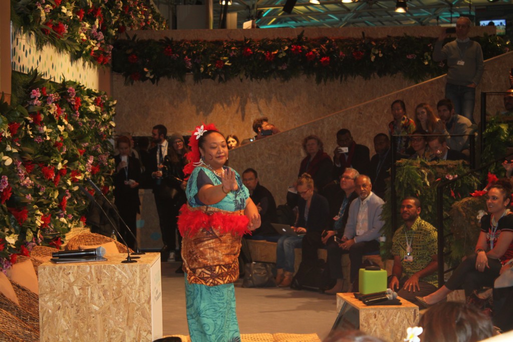 A Fijian dancer at the "We The Pacific" event in the Talonoa Space. 