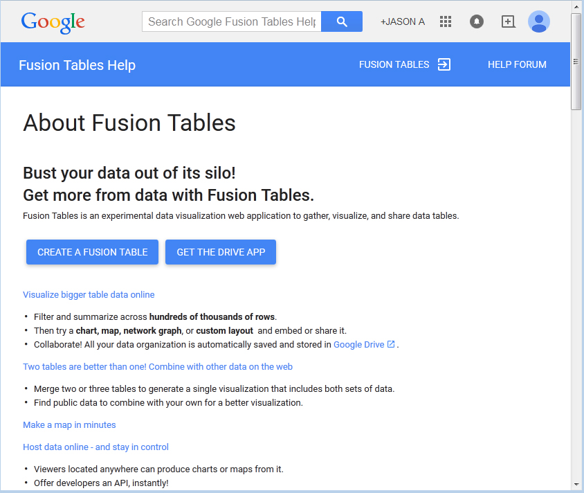 fusion tables home