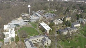 Aerial view of the north side of the Swarthmore College Campus