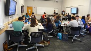 students in active learning classroom