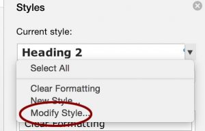 to the right of a style, choose modify style from the dropdown