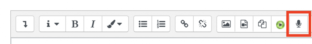 Moodle audio recording button in text editor