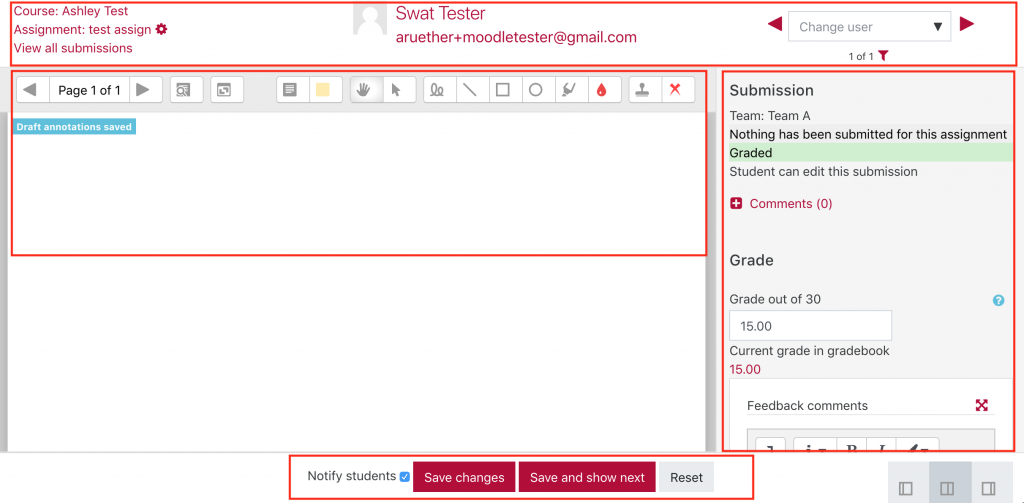 Moodle Annotation tool sections