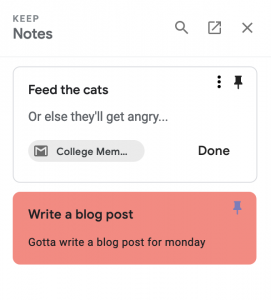 Google keep example