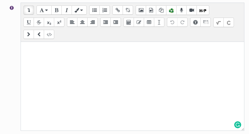 An expanded text editor block in Moodle taken from the Announcement activity.