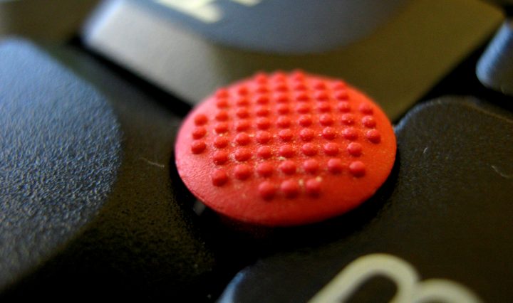 A pointing stick from a Lenovo T400 Laptop keyboard.