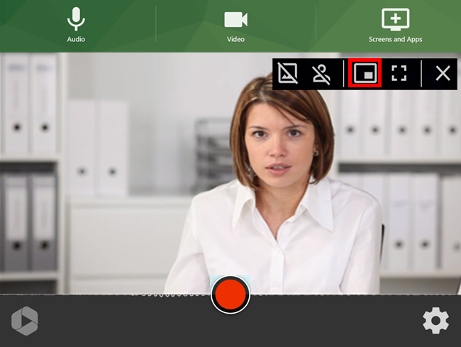 Screen cast of a person in a white shirt being recorded using Panopto Capture within a web browser.
