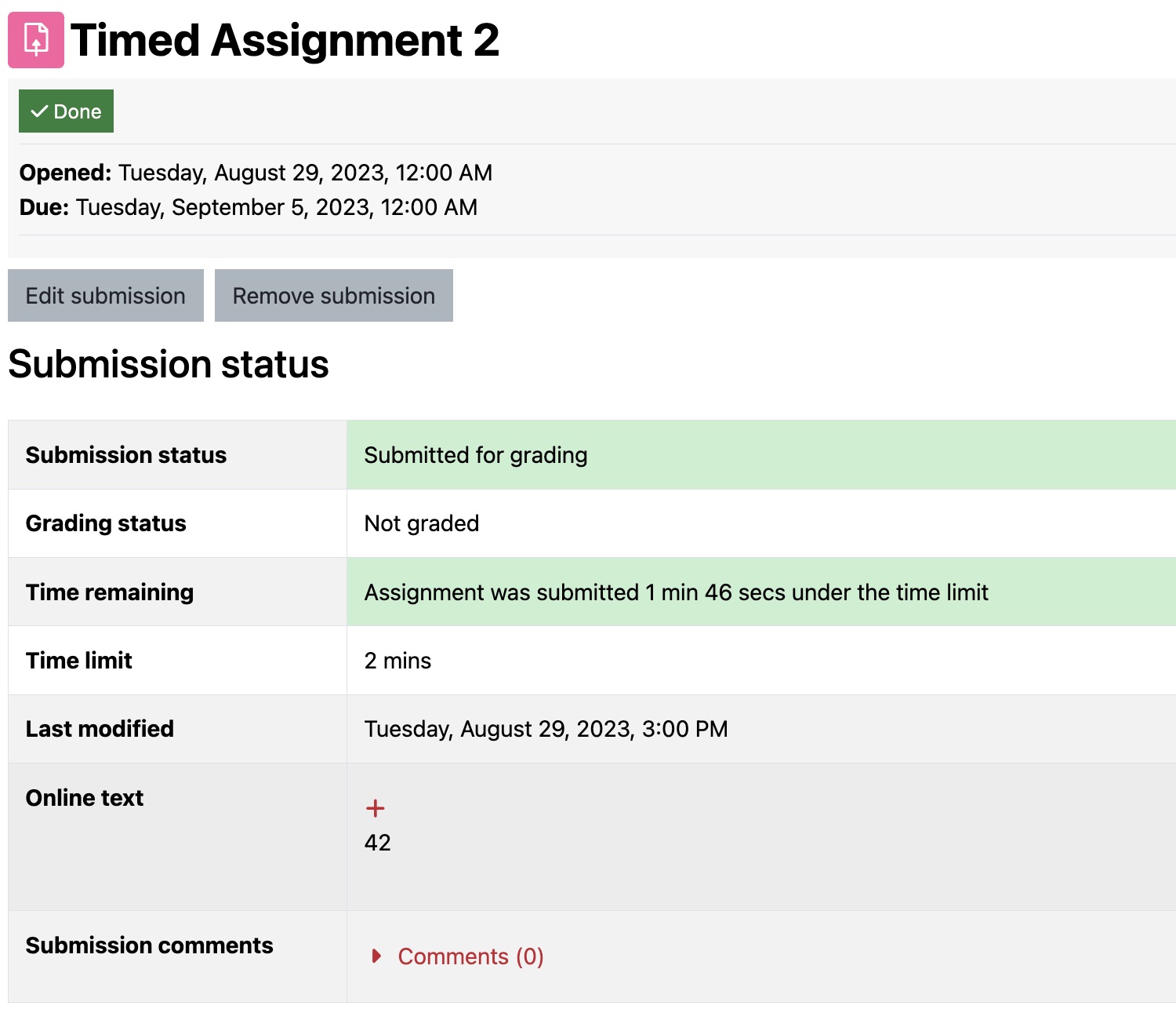 Submission result showing time taken under the limit
