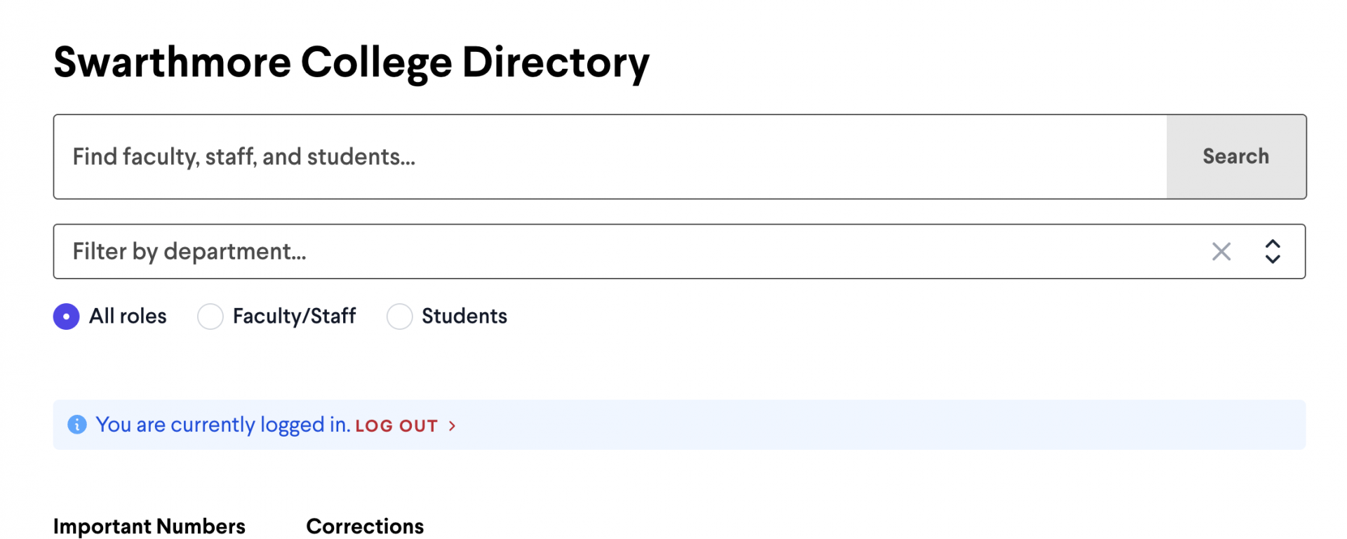 Swarthmore College Directory Website