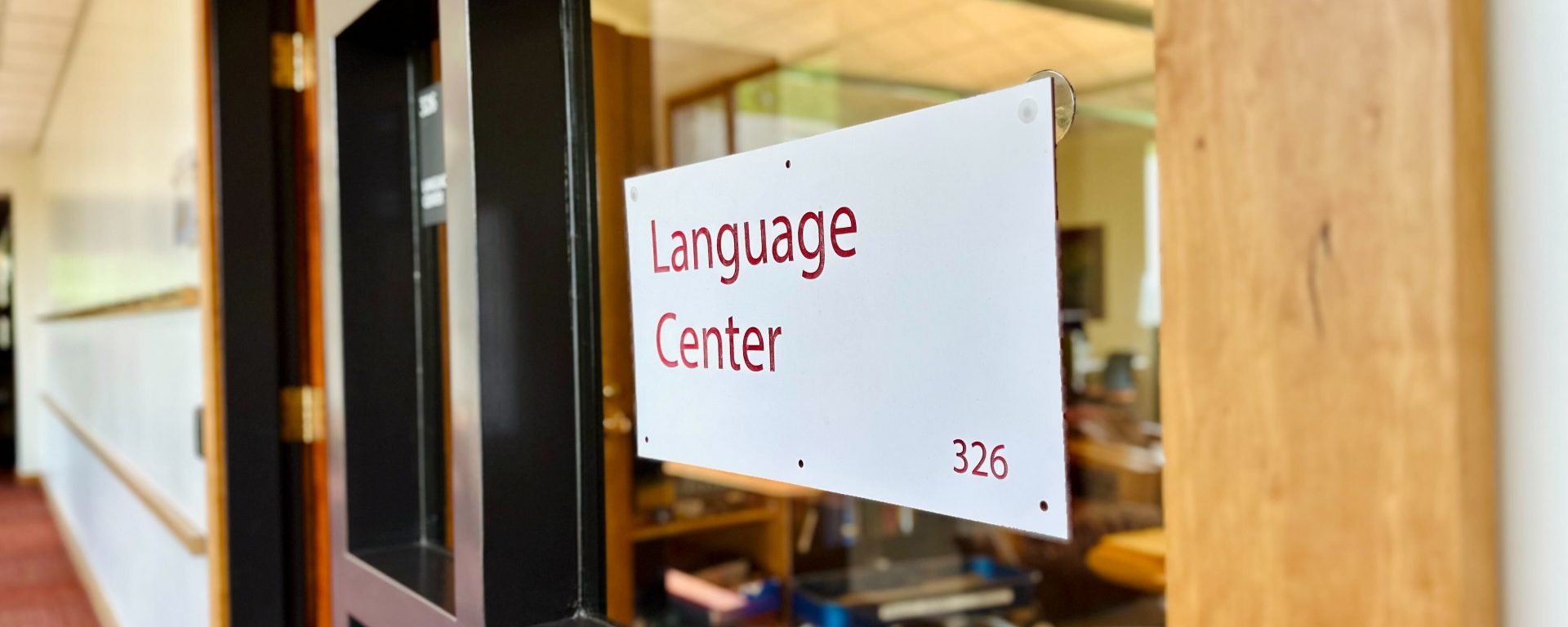 language center doorway and sign