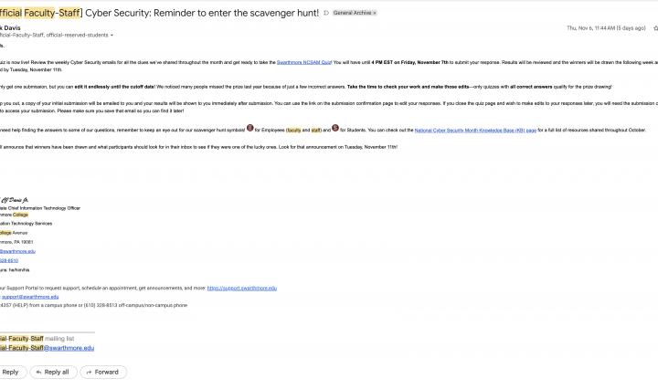 Official Faculty-Staff listserve message that contains images, hyperlinks, and rich text formatting.