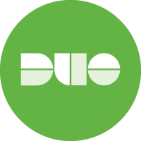 Green and white Duo Mobile logo