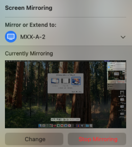 A screenshot of the Apple screen mirroring settings.