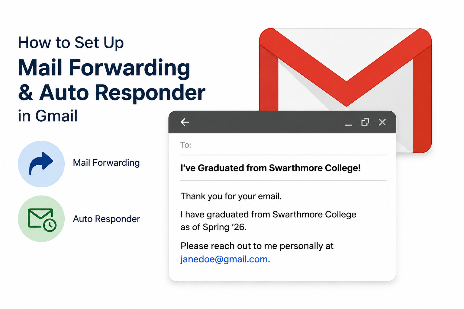An AI generated image of a Gmail email draft example of an auto-response email.
