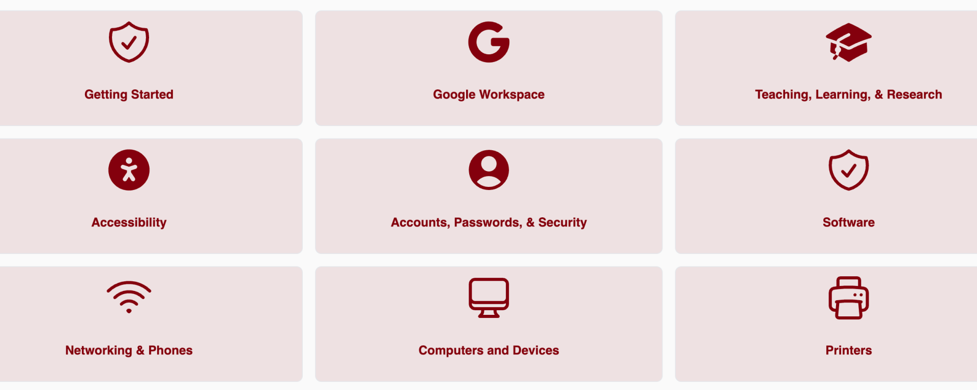 Swarthmore Knowledge Base main menu items