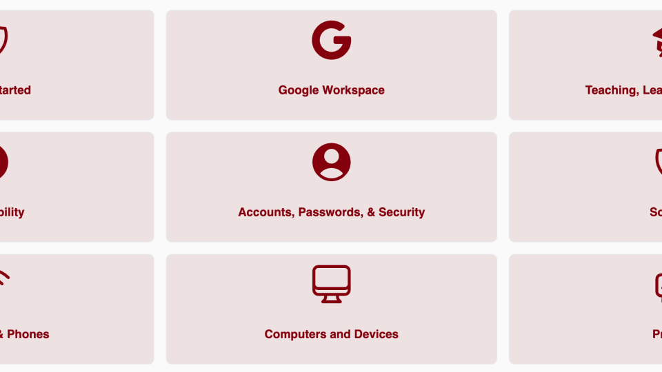 Swarthmore Knowledge Base main menu items